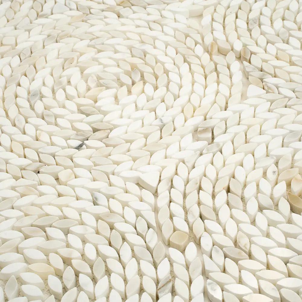 Santorini Calacatta Gold Swirled Petals Marble Mosaic Tile | Tile Club