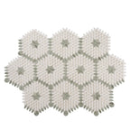 Santorini Green & White Petals Marble Mosaic Tile | Tile Club