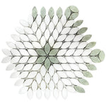 Santorini Green & White Petals Marble Mosaic Tile Sample | Tile Club