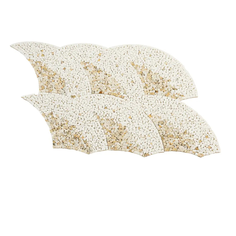 Santorini Beige & White Wave Marble Mosaic Tile | Tile Club