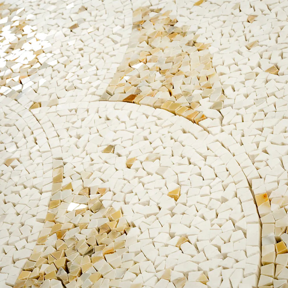 Santorini Beige & White Wave Marble Mosaic Tile | Tile Club