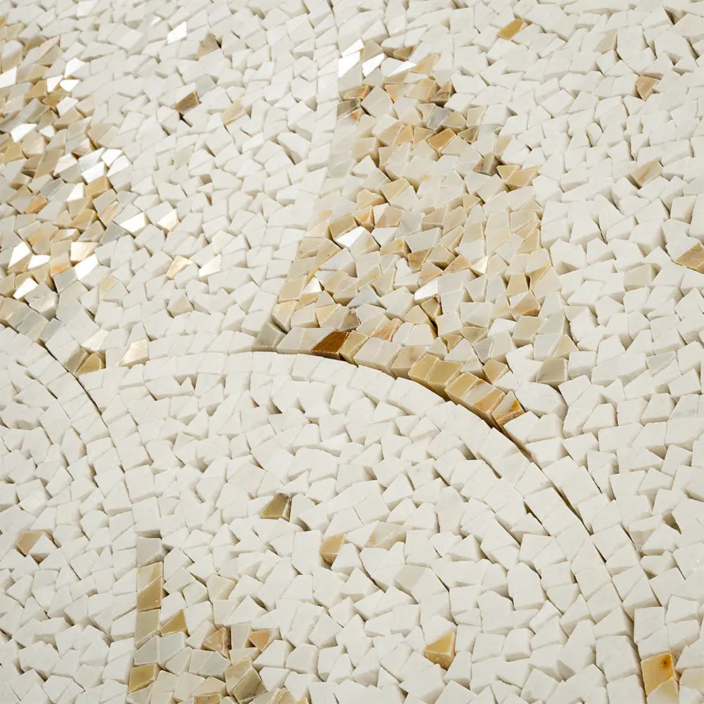 Santorini Beige & White Wave Marble Mosaic Tile | Tile Club