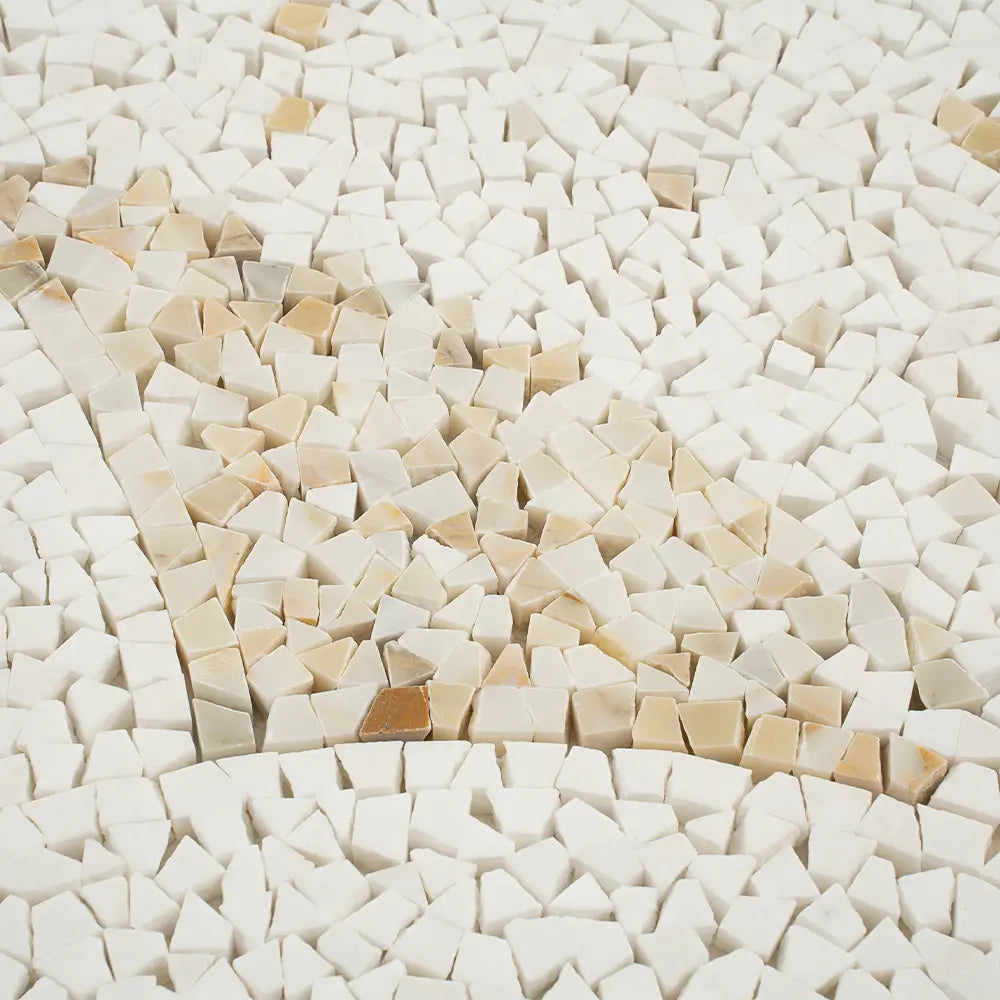 Santorini Beige & White Wave Marble Mosaic Tile | Tile Club