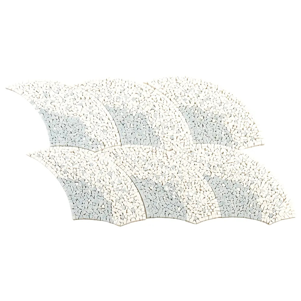 Santorini Blue & White Wave Marble Mosaic Tile | Tile Club