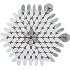 Sand Valley Beige & White Petals Marble Mosaic Tile | Tile Club
