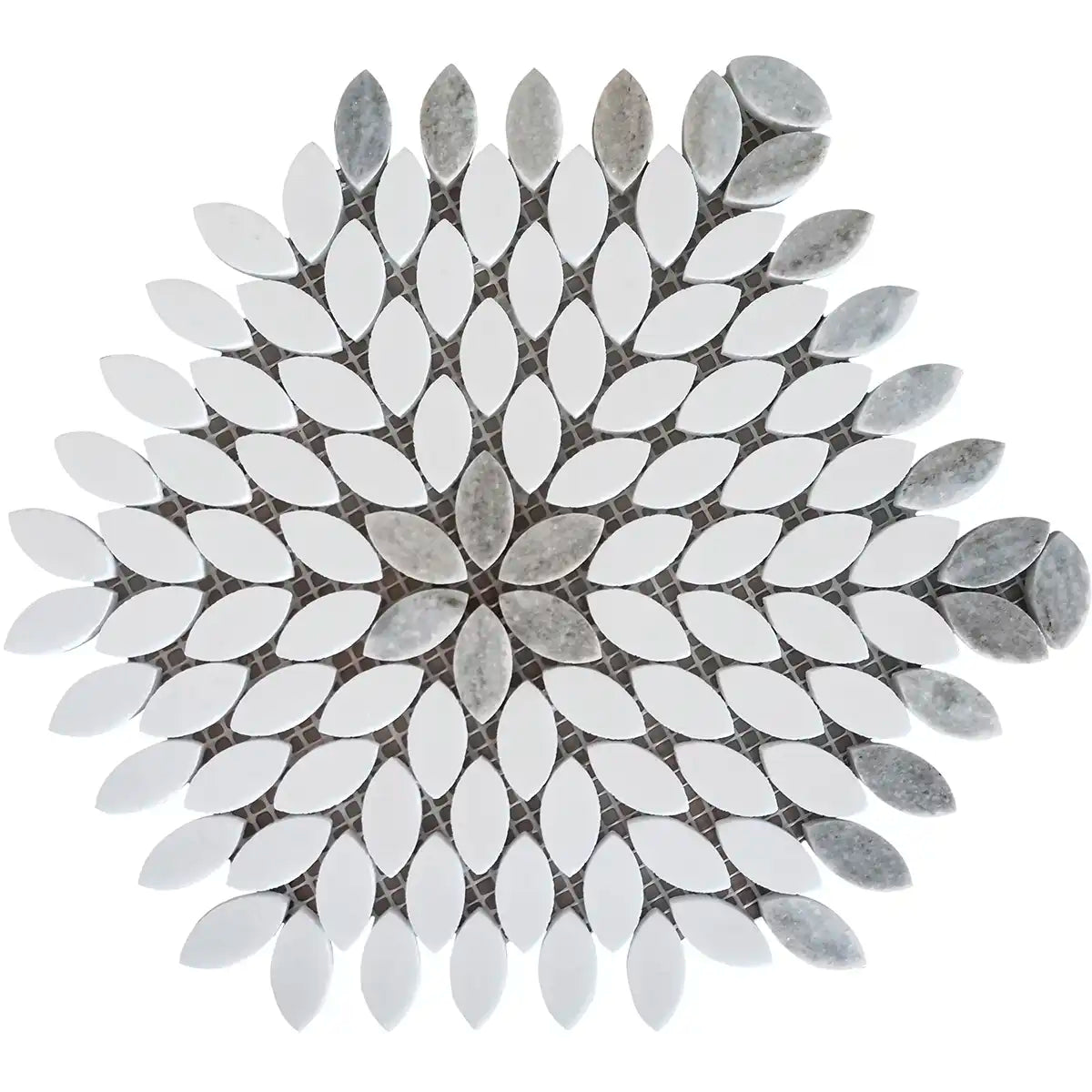 Sand Valley Beige & White Petals Marble Mosaic Tile | Tile Club
