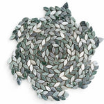 Envy Green Swirled Petals Marble Mosaic Tile | Tile Club