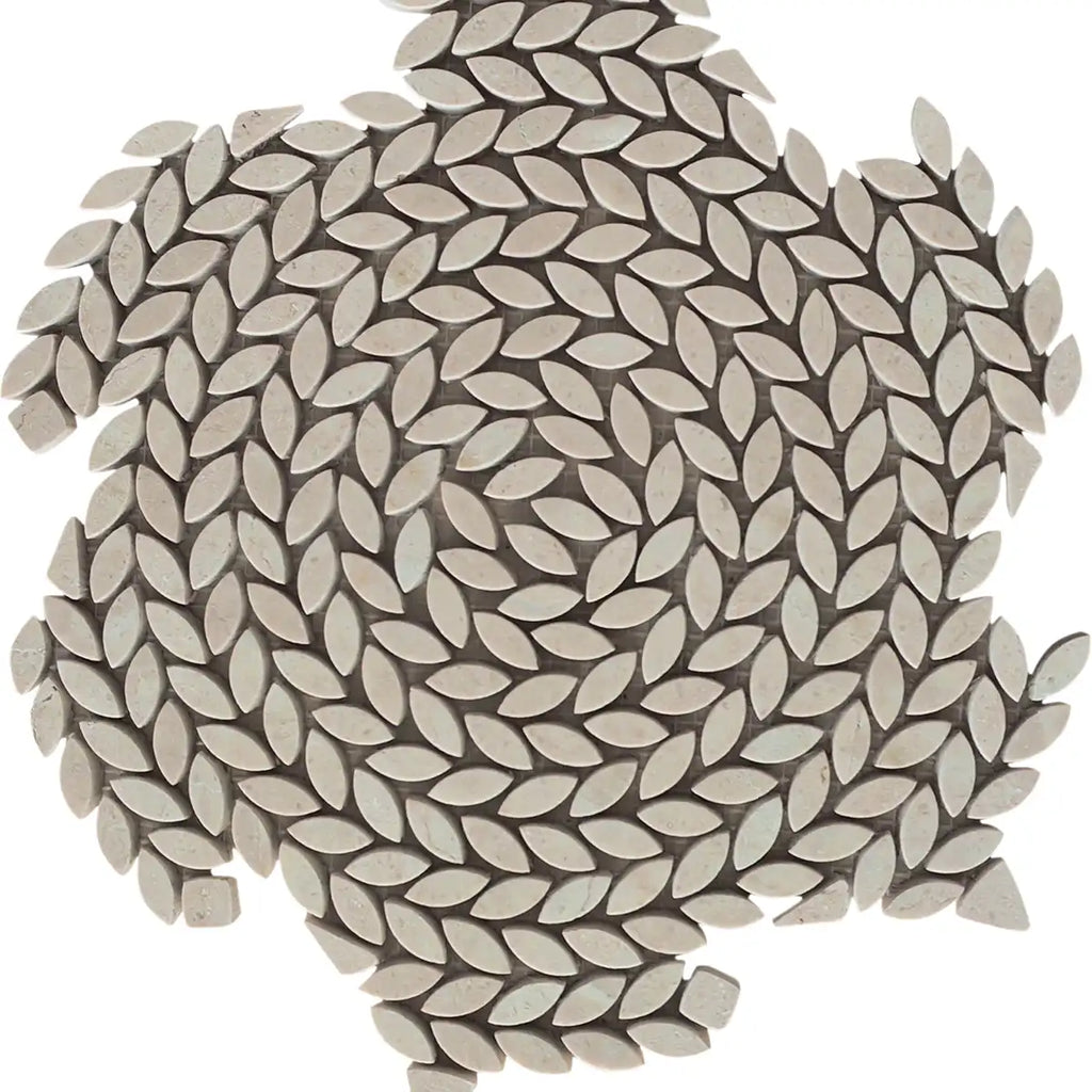 Santorini Crema Marfil Swirled Petals Marble Mosaic Tile | Tile Club