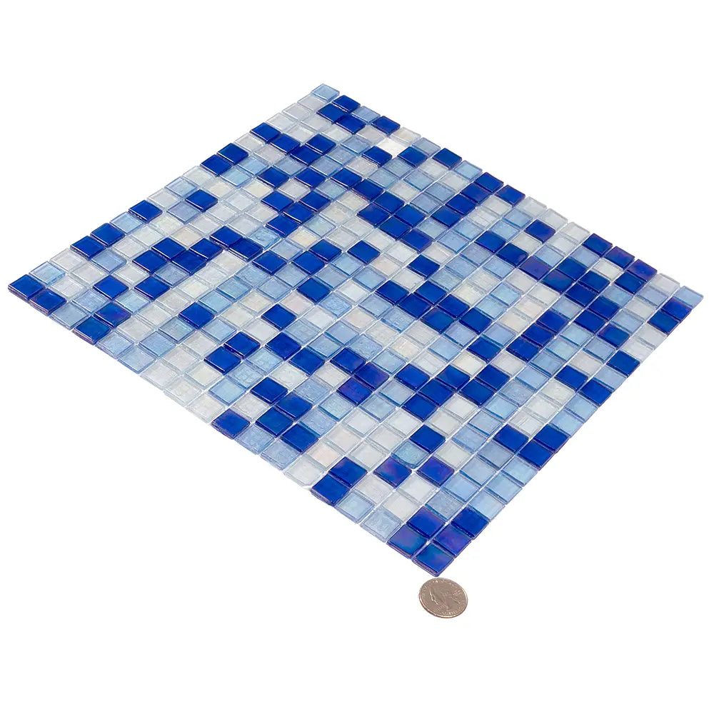 Oceanic Blue Mixed Squares Glass Tile | Tile Club