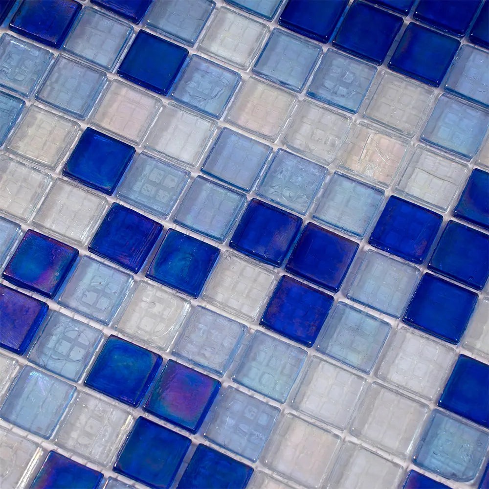 Oceanic Blue Mixed Squares Glass Tile | Tile Club