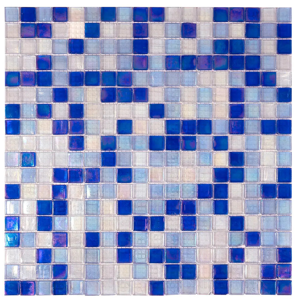 Oceanic Blue Mixed Squares Glass Tile | Tile Club
