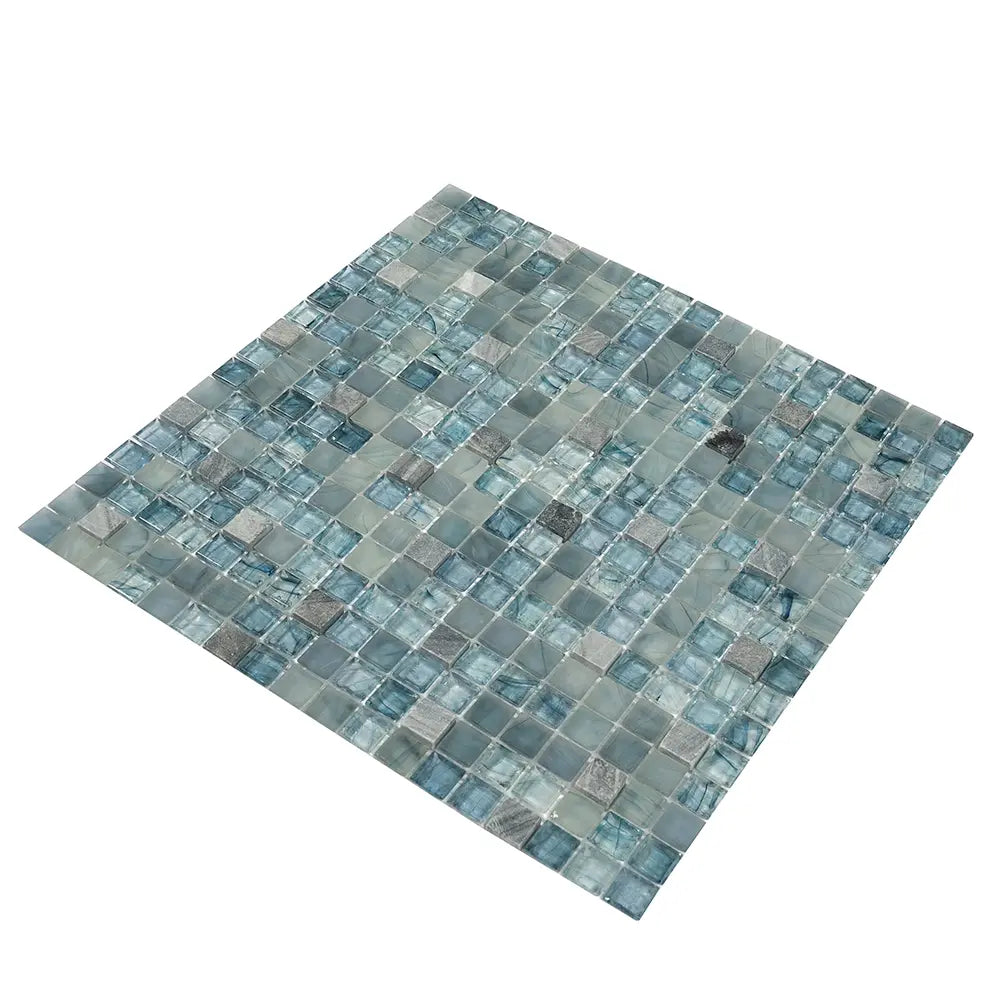 Sheer Azul Blue Mixed Squares Glass Tile | Tile Club