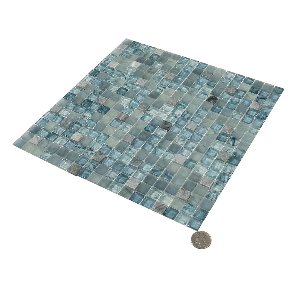 Sheer Azul Blue Mixed Squares Glass Tile | Tile Club