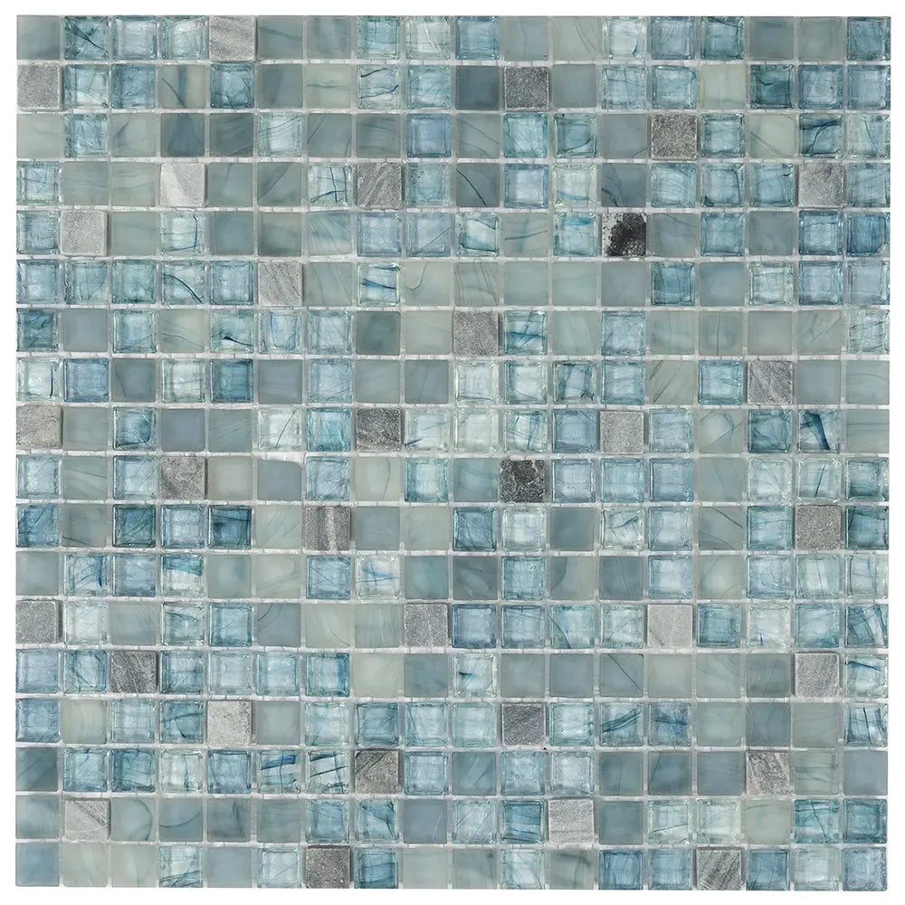 Sheer Azul Blue Mixed Squares Glass Tile | Tile Club