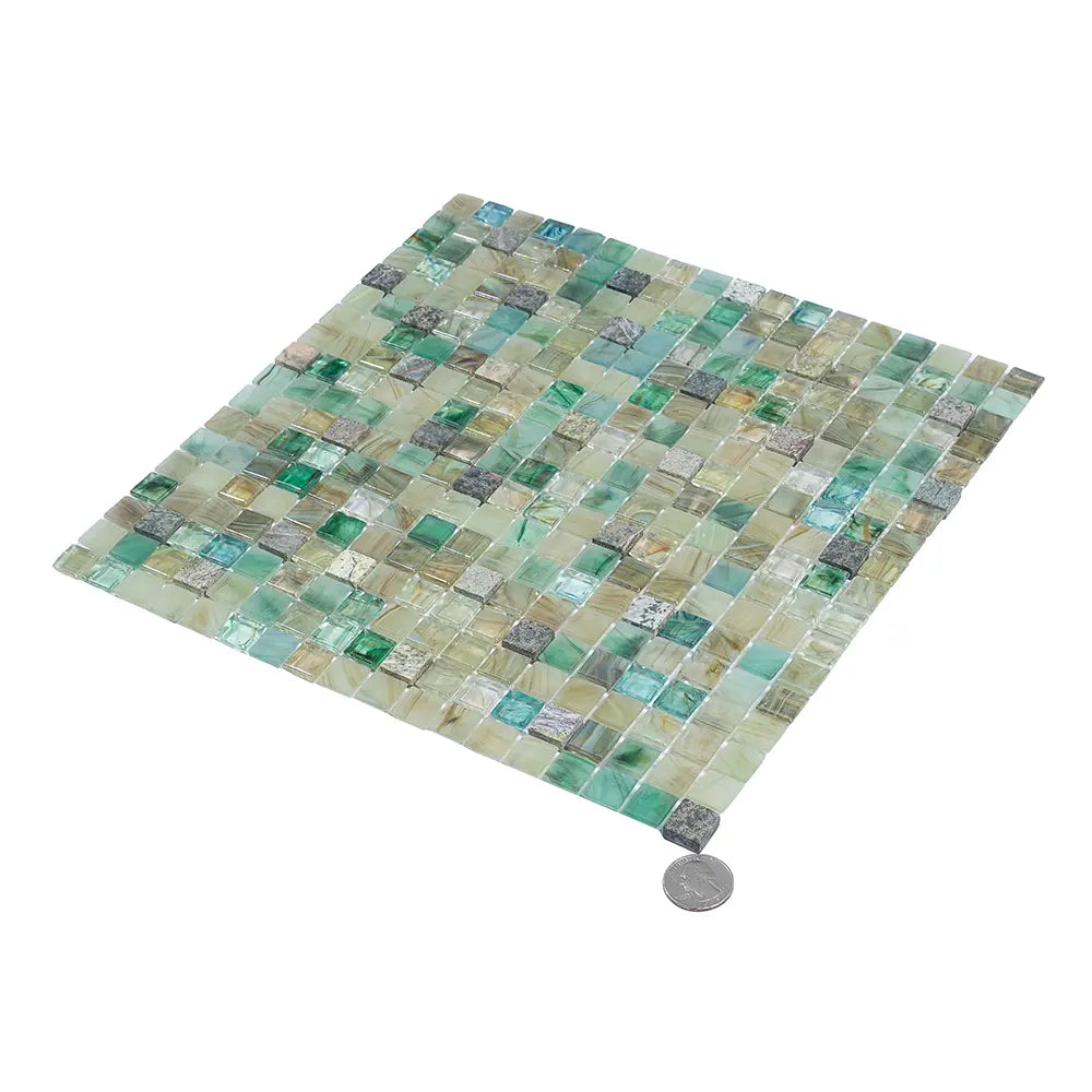 Cherry Sunset Mixed Squares Glass Tile | Tile Club