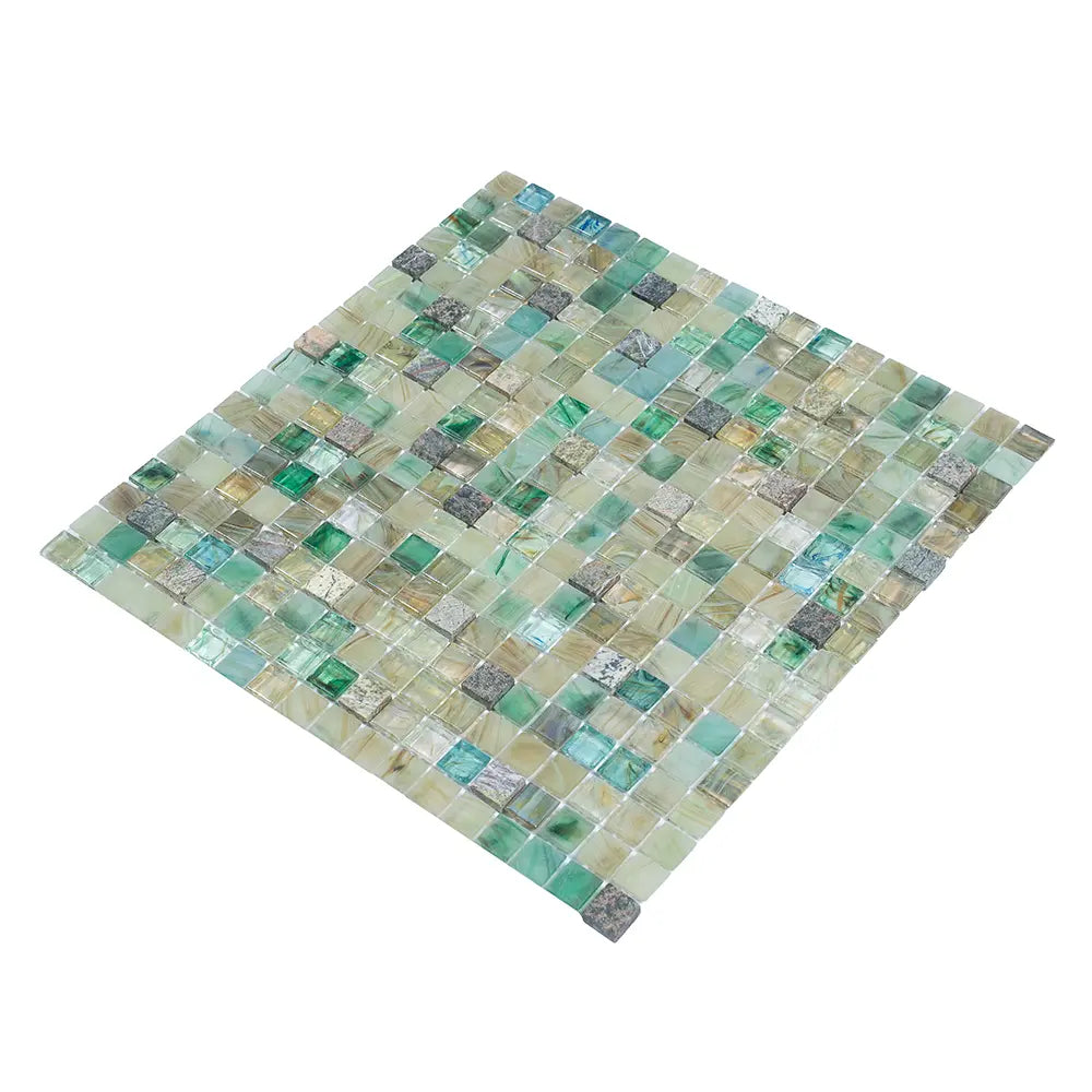 Cherry Sunset Mixed Squares Glass Tile | Tile Club