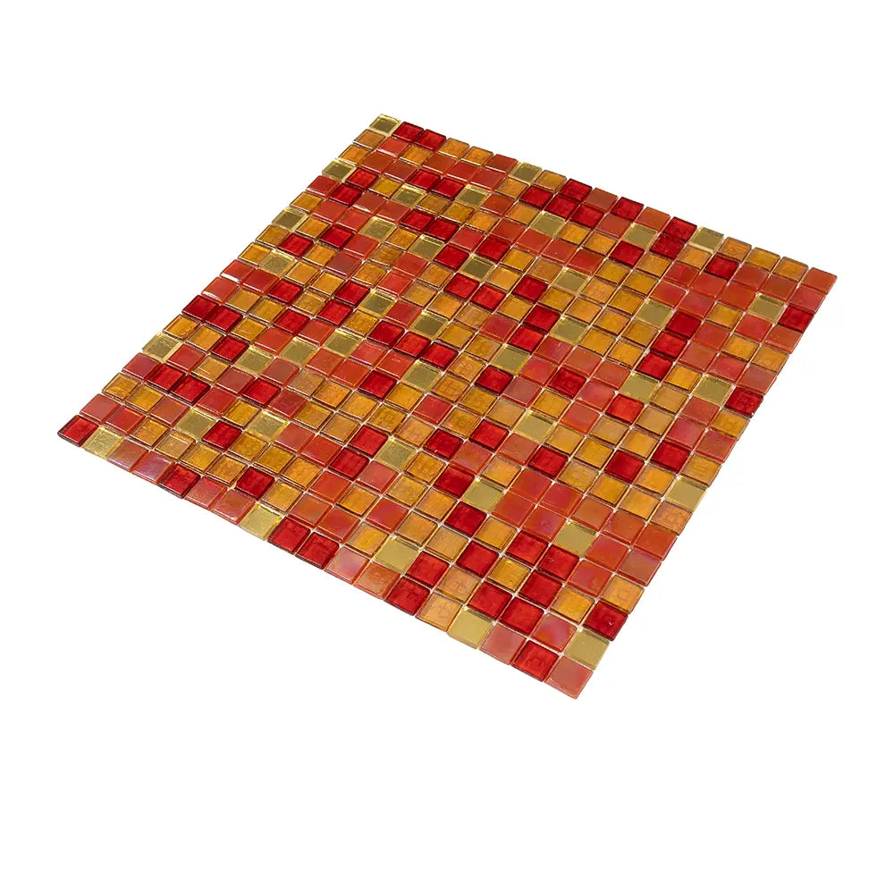 Cherry Sunset Mixed Squares Glass Tile | Tile Club