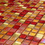 Cherry Sunset Mixed Squares Glass Tile | Tile Club