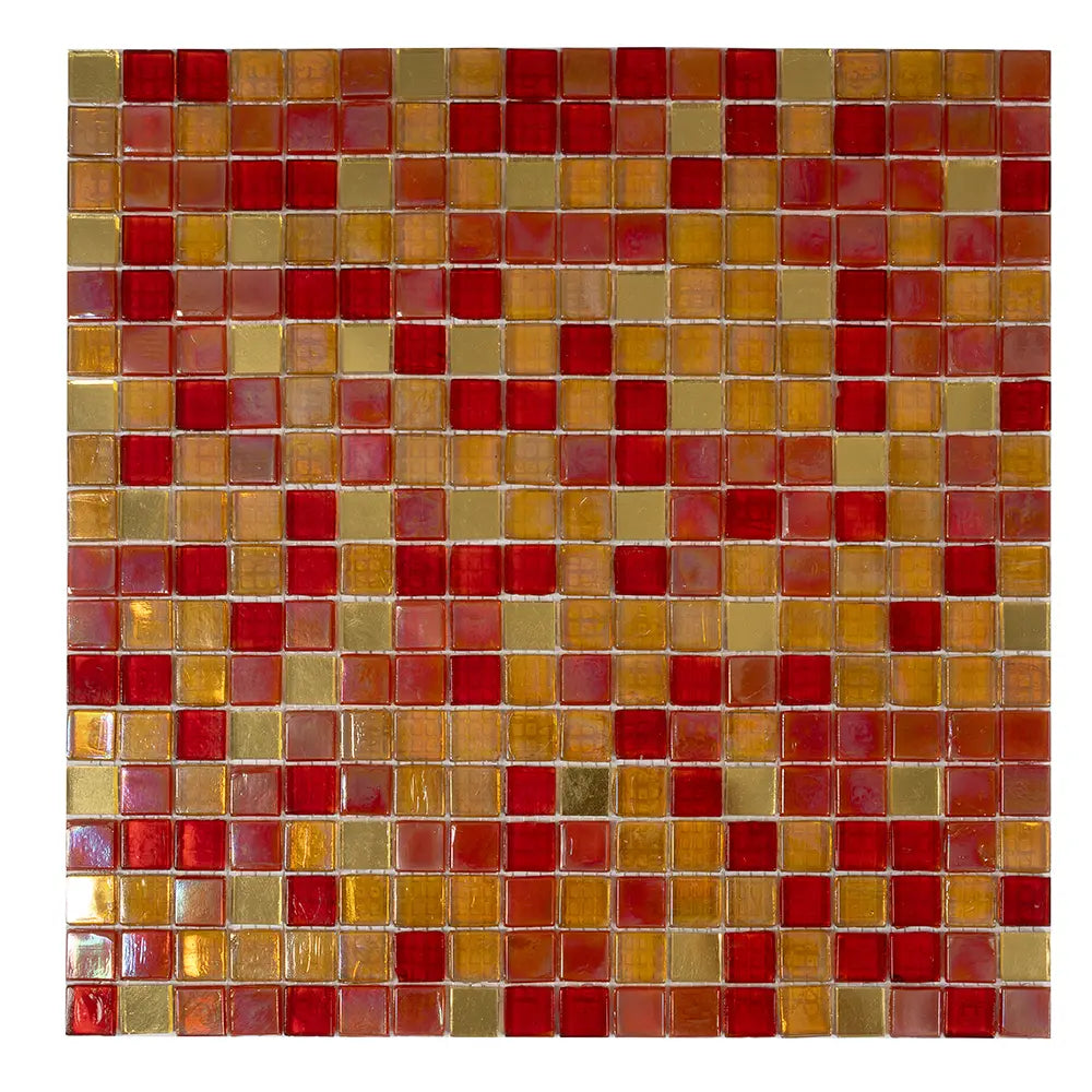 Cherry Sunset Mixed Squares Glass Tile | Tile Club