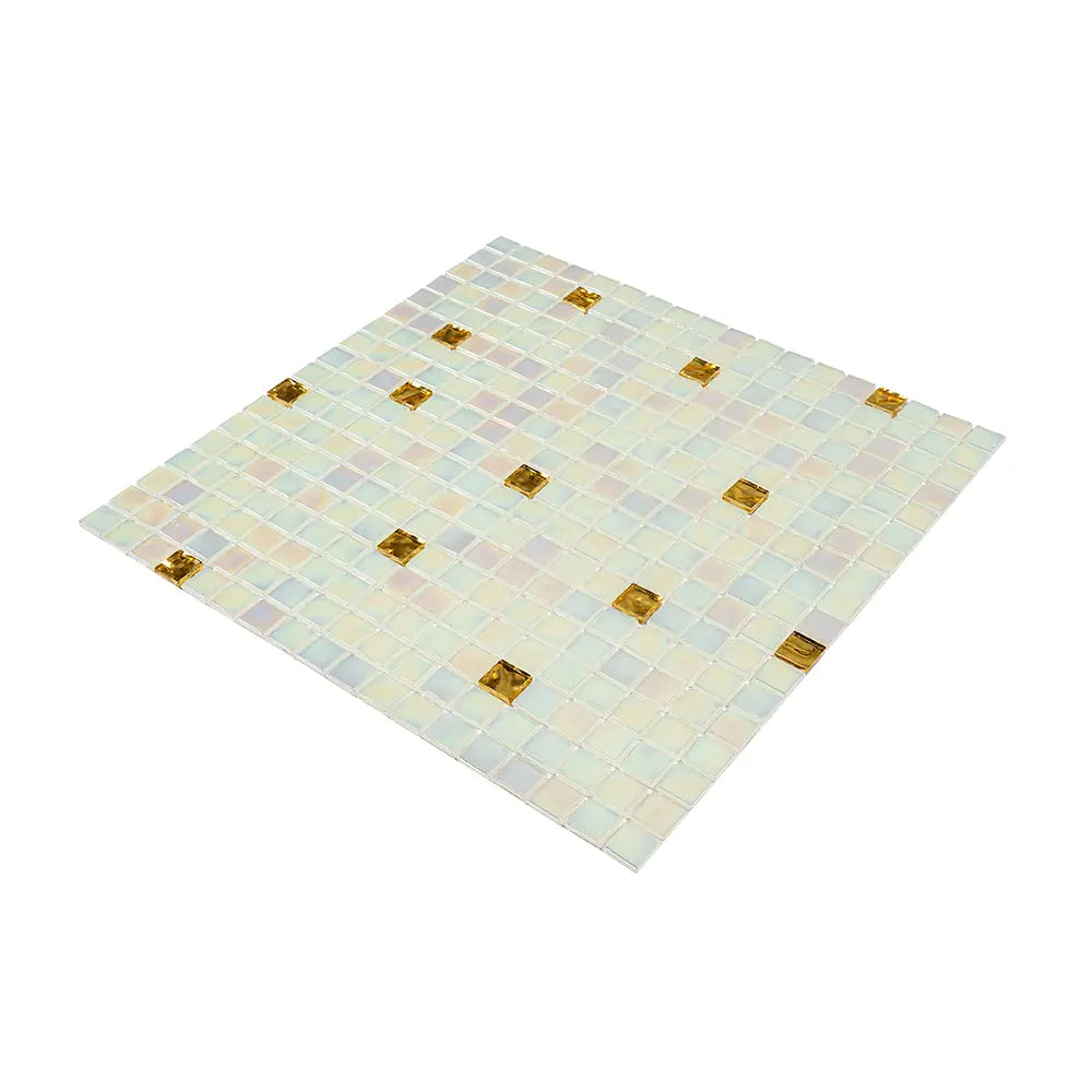 Pearl & Gold Mixed Squares Glass Tile | Tile Club