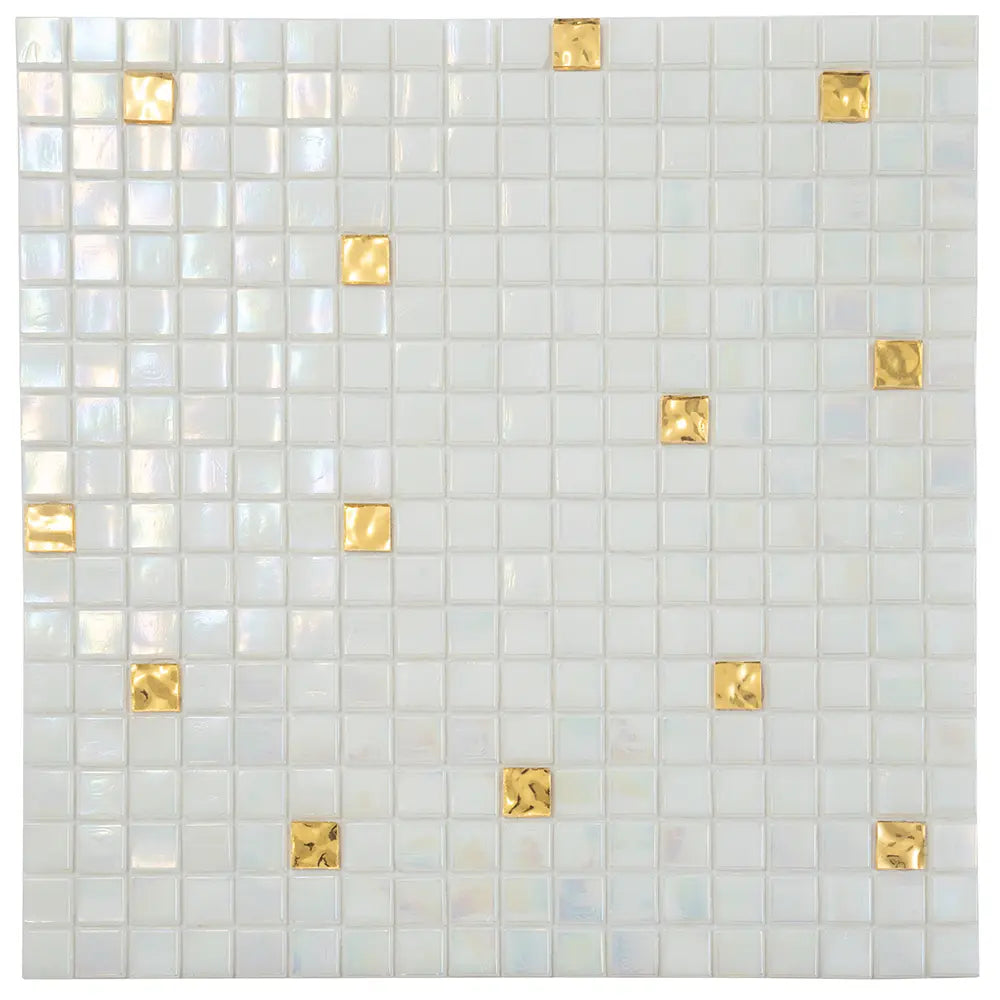 Pearl & Gold Mixed Squares Glass Tile | Tile Club