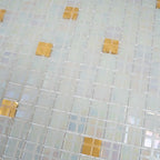 Pearl & Gold Mixed Squares Glass Tile | Tile Club