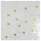 Pearl & Gold Mixed Squares Glass Tile | Tile Club