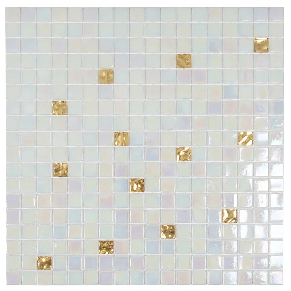 Pearl & Gold Mixed Squares Glass Tile | Tile Club