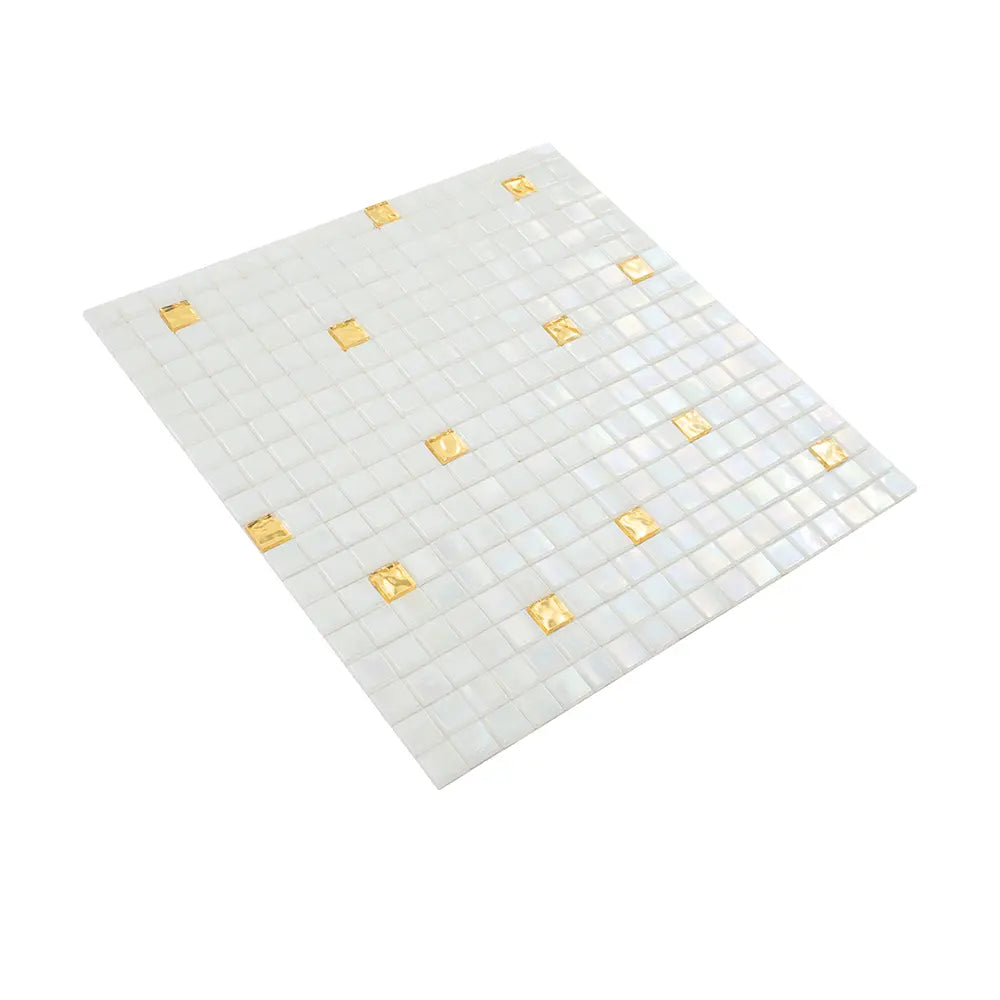 Pearl & Gold Mixed Squares Glass Tile | Tile Club