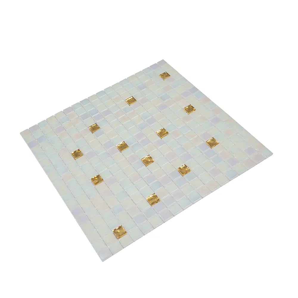 Pearl & Gold Mixed Squares Glass Tile | Tile Club