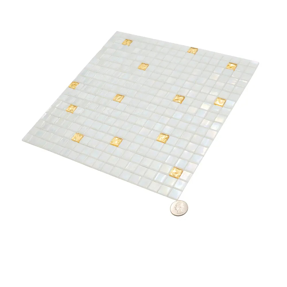 Pearl & Gold Mixed Squares Glass Tile | Tile Club