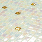 Pearl & Gold Mixed Squares Glass Tile | Tile Club