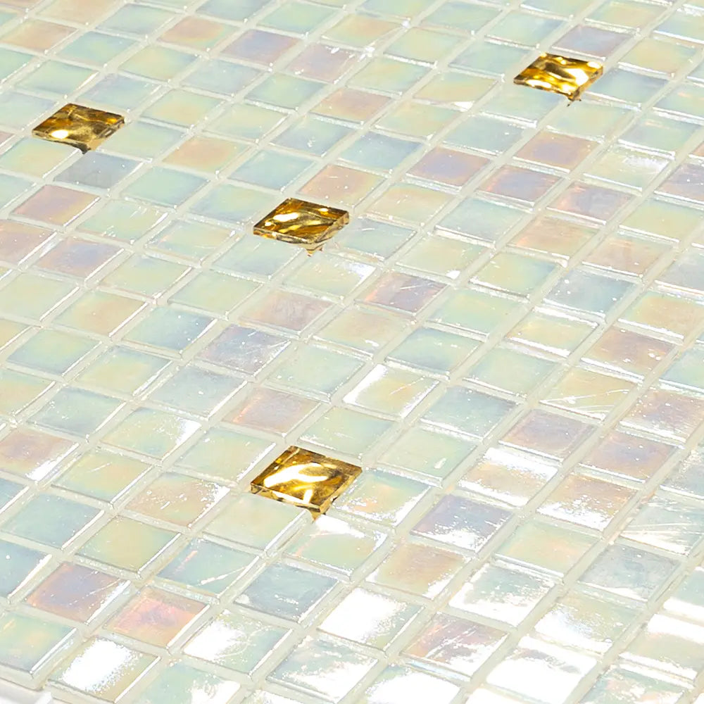 Pearl & Gold Mixed Squares Glass Tile | Tile Club