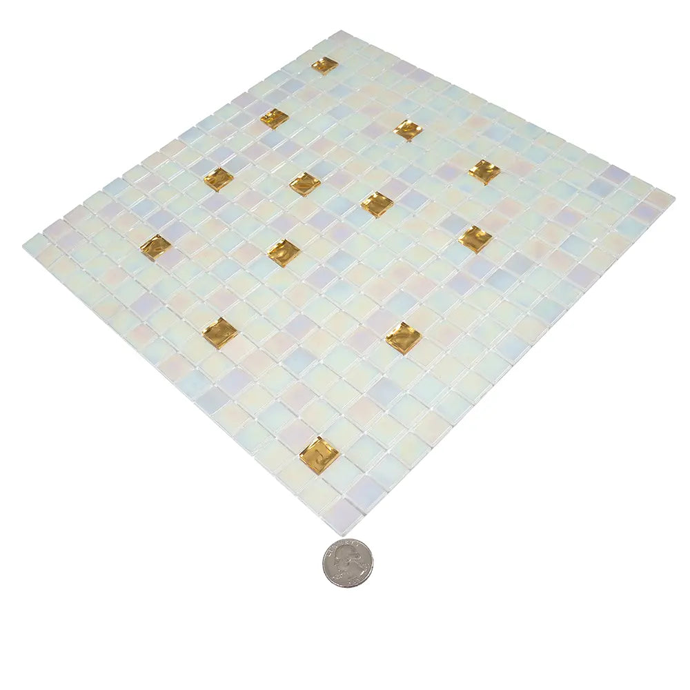 Pearl & Gold Mixed Squares Glass Tile | Tile Club