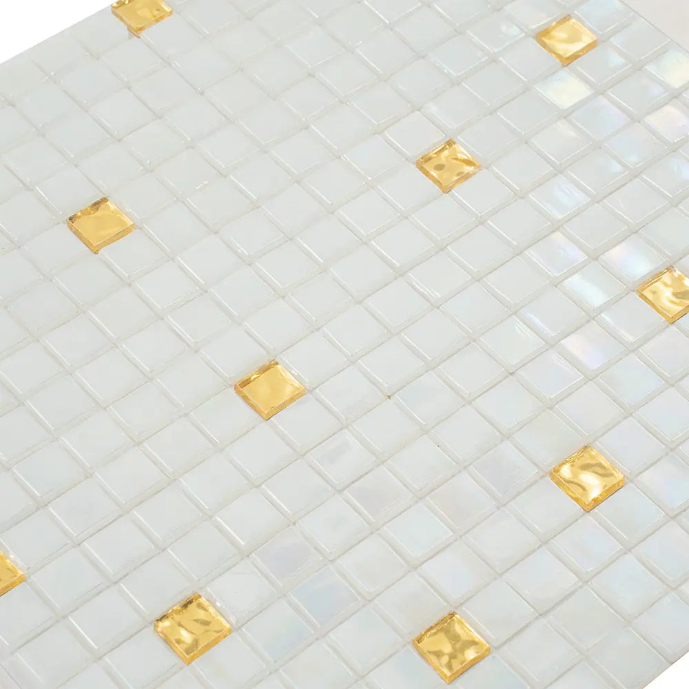 Pearl & Gold Mixed Squares Glass Tile | Tile Club