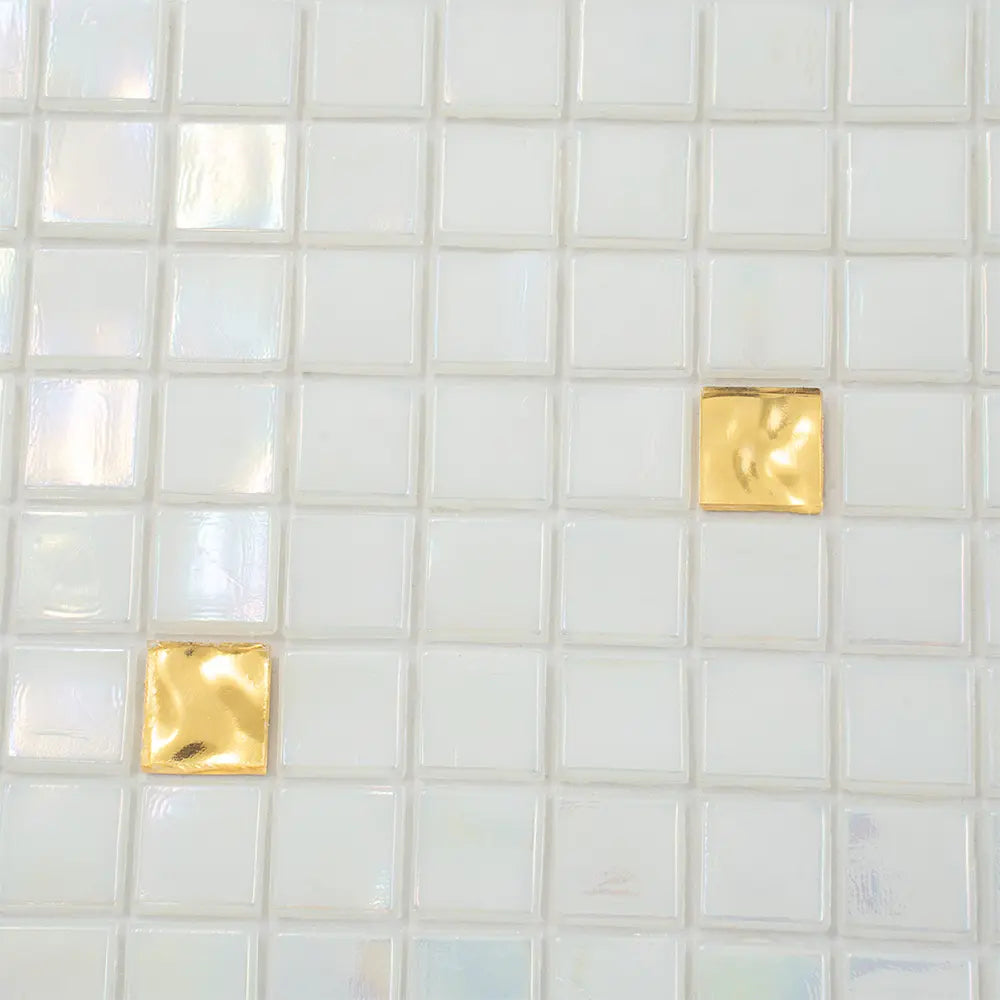 Pearl & Gold Mixed Squares Glass Tile | Tile Club