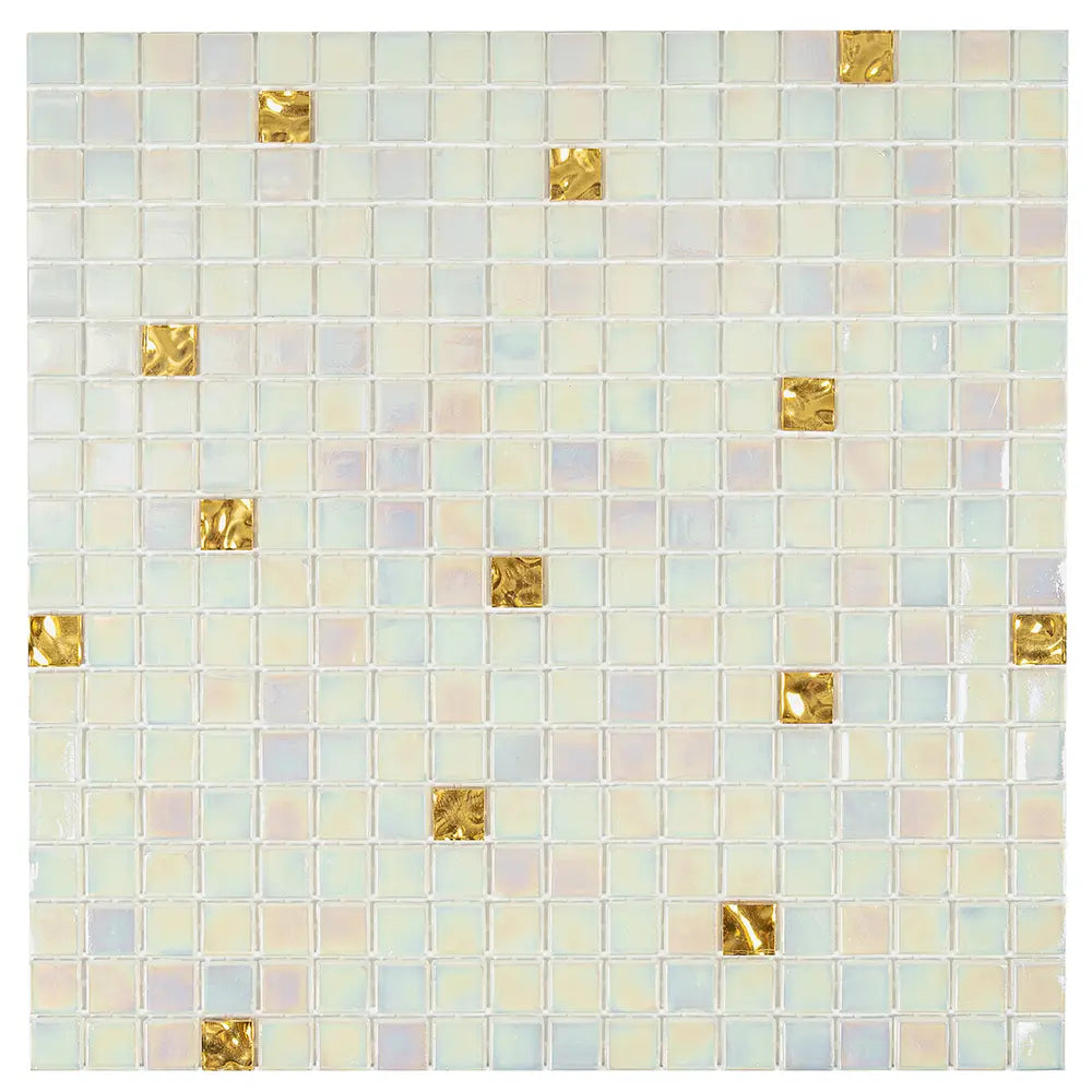 Pearl & Gold Mixed Squares Glass Tile | Tile Club