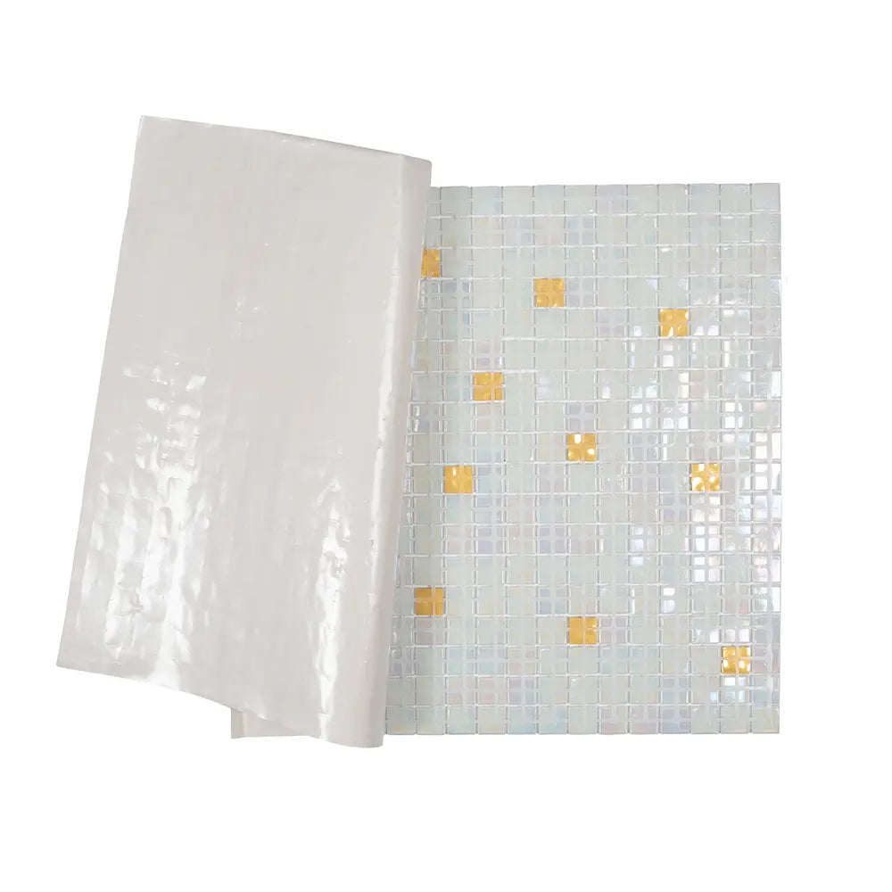 Pearl & Gold Mixed Squares Glass Tile | Tile Club