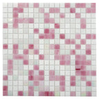 Pink & White Mixed Squares Glass Tile | Tile Club
