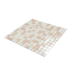 Soft Peach & White Mixed Squares Glass Tile | Tile Club