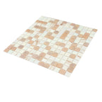 Soft Peach & White Mixed Squares Glass Tile | Tile Club