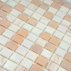 Soft Peach & White Mixed Squares Glass Tile | Tile Club