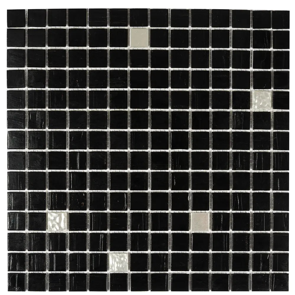 Night Sky Black & White Mixed Glass Tile | Tile Club
