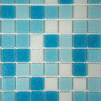Water Droplets Blue & White Mixed Glass Tile | Tile Club