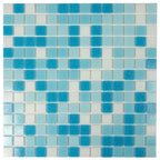 Water Droplets Blue & White Mixed Glass Tile | Tile Club