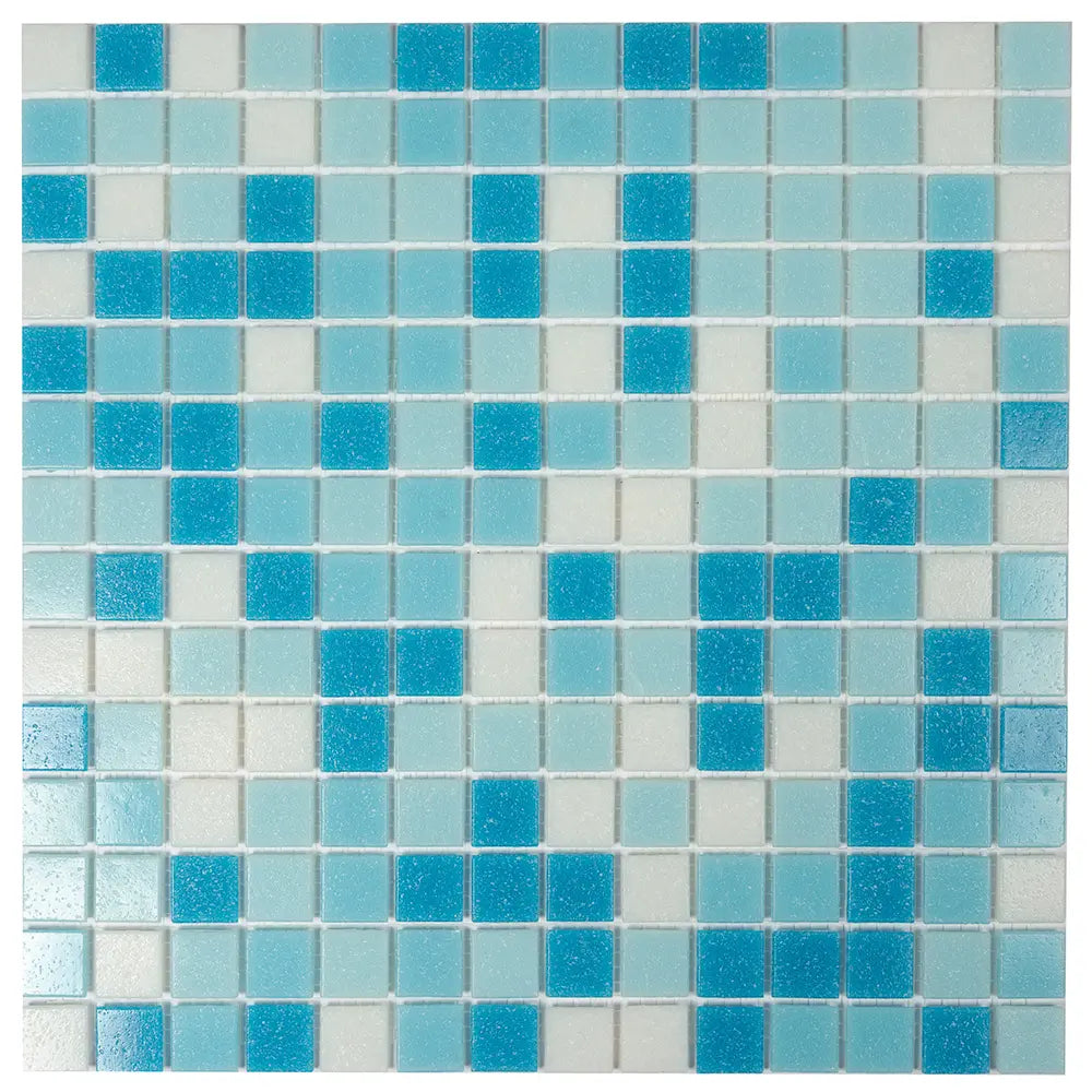 Water Droplets Blue & White Mixed Glass Tile | Tile Club