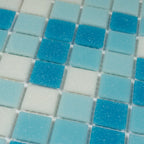 Water Droplets Blue & White Mixed Glass Tile | Tile Club