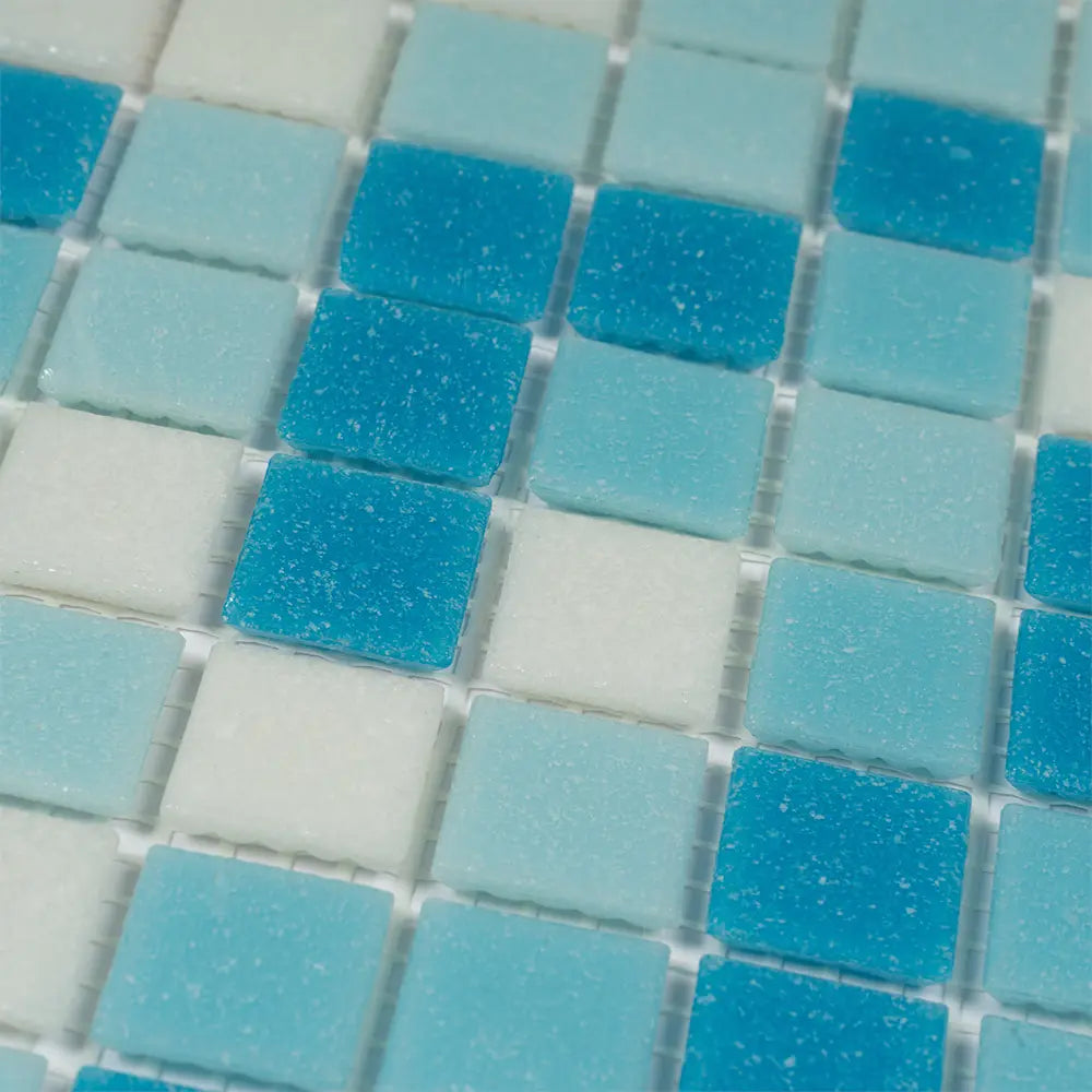 Water Droplets Blue & White Mixed Glass Tile | Tile Club