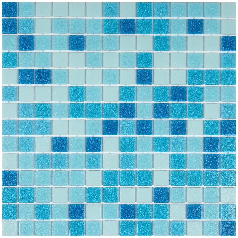 Blue Waves Mixed Squares Glass Tile | Tile Club