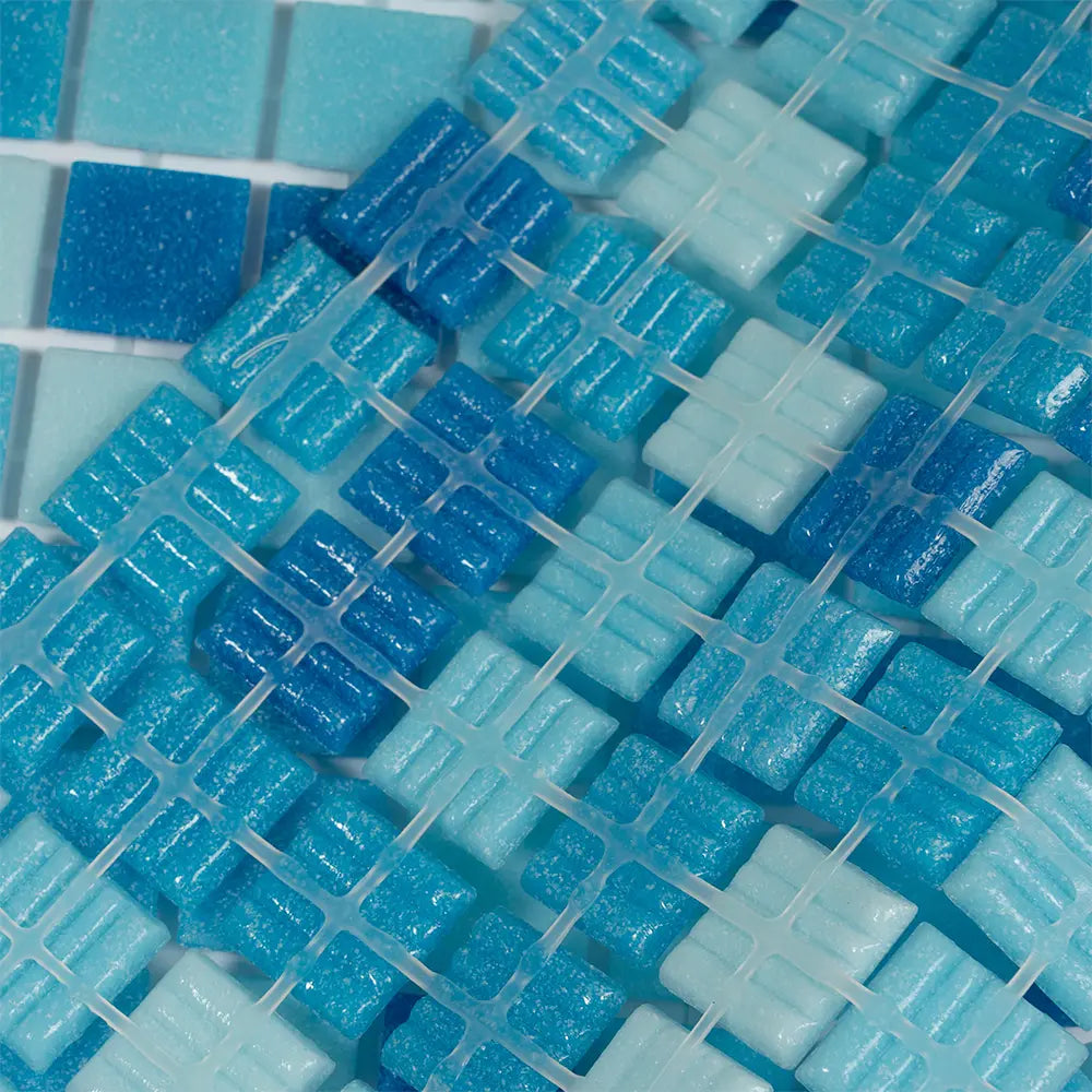 Blue Waves Mixed Squares Glass Tile | Tile Club